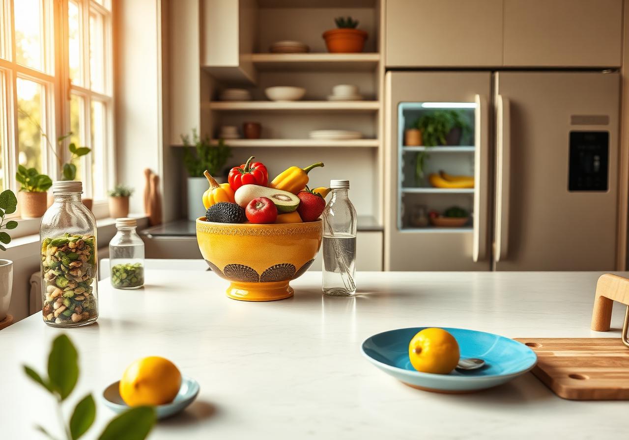 Cozinha vencedora: organizada, fruteira em destaque