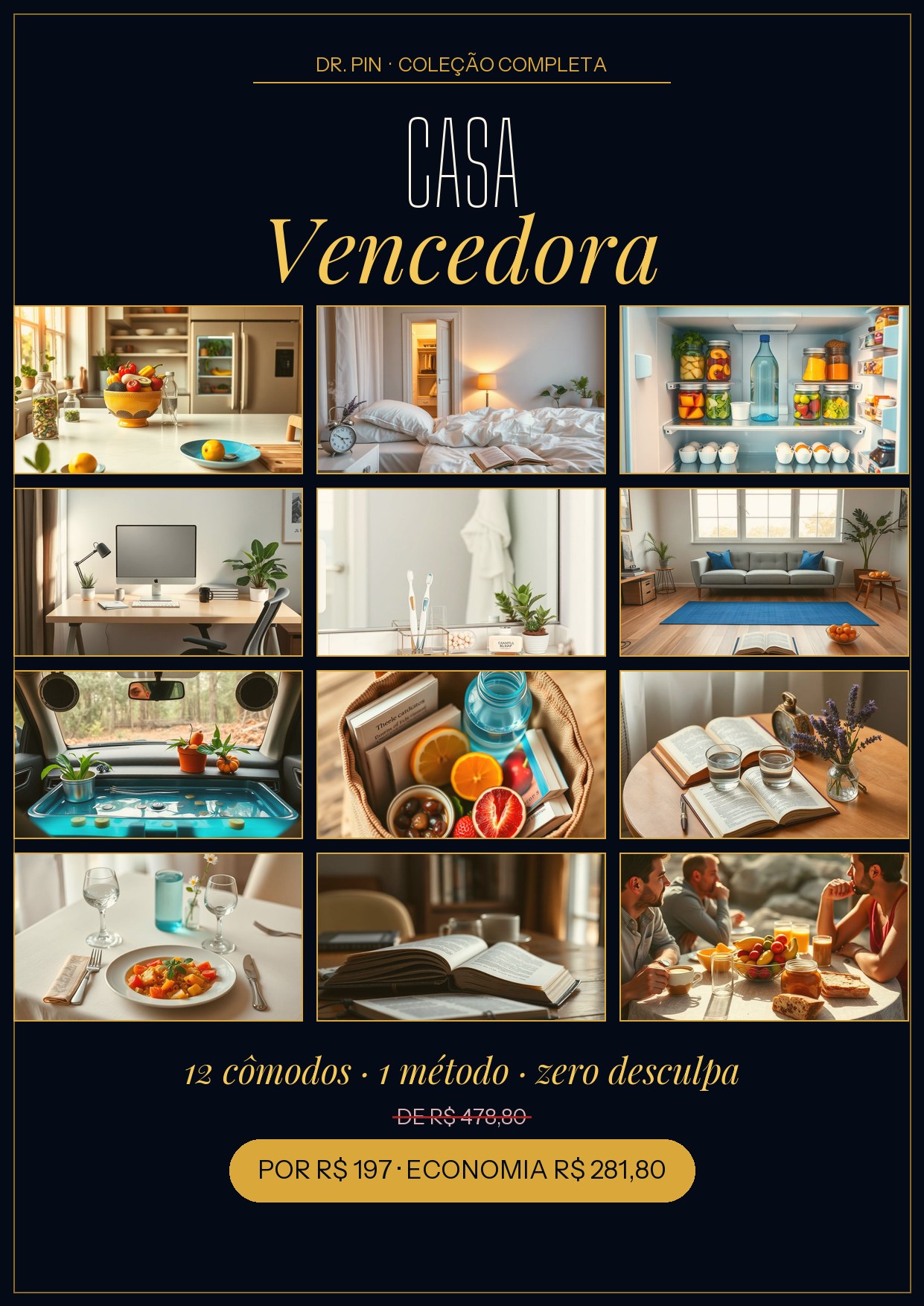 Capa: 🏠 CASA VENCEDORA COMPLETA — 12 ebooks cômodo-por-cômodo