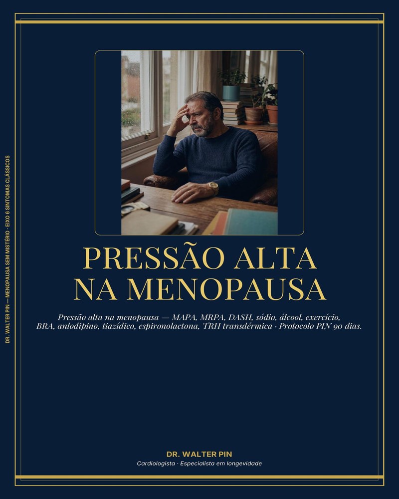Capa — Pressão Alta na Menopausa — MAPA, DASH e Fármacos Certos para Mulher 50+